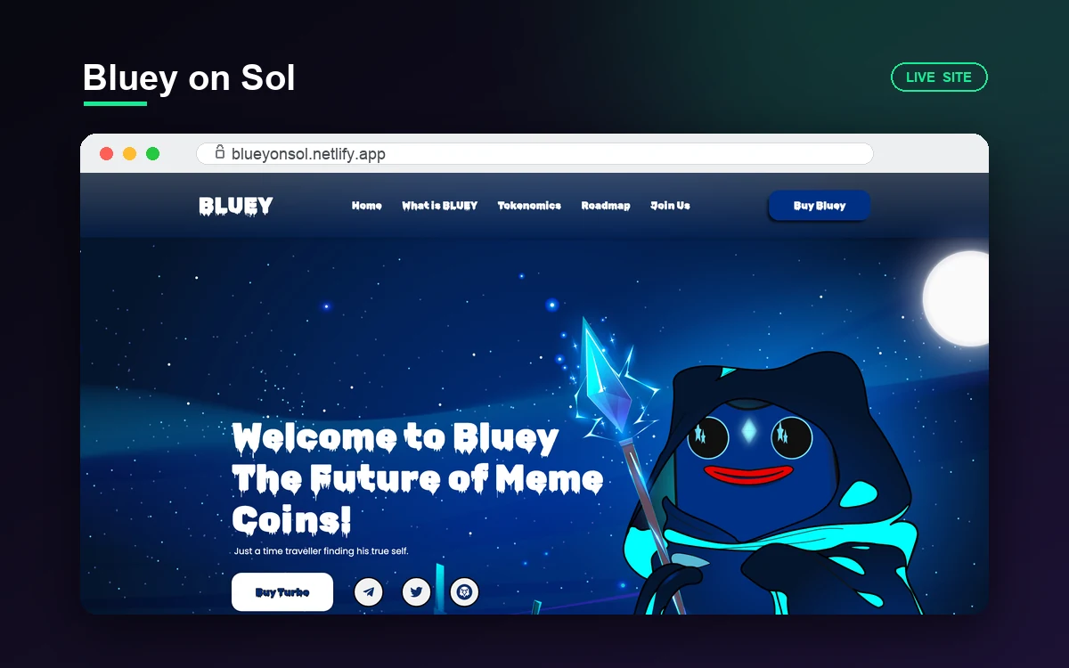Bluey on Sol website by Rayluxeo