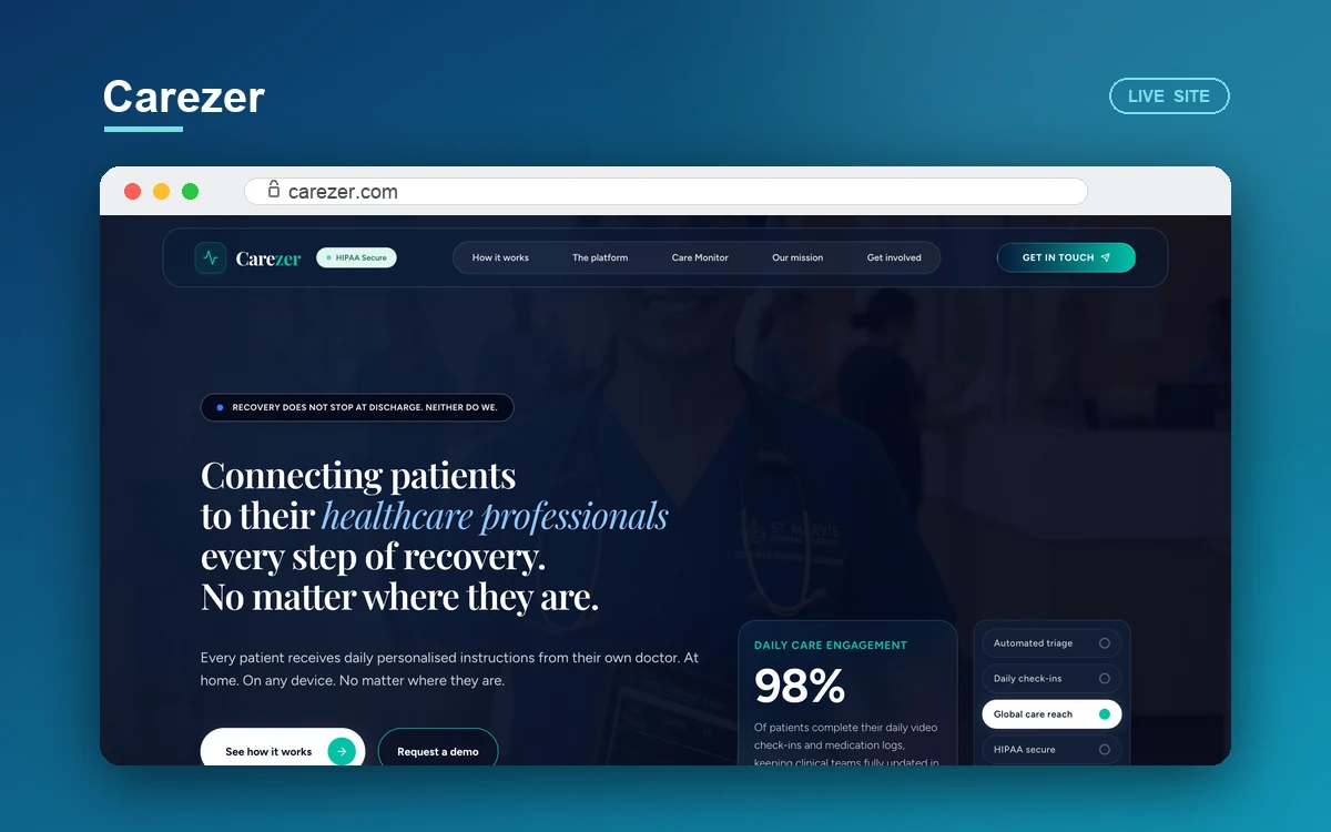 Carezer website by Rayluxeo