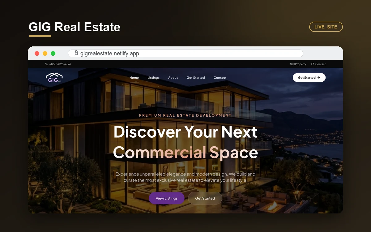 GIG Real Estate website by Rayluxeo