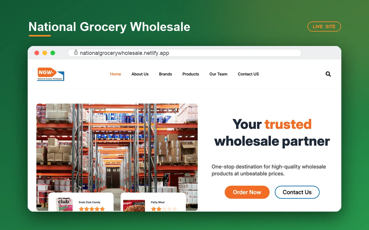 National Grocery Wholesale website by Rayluxeo
