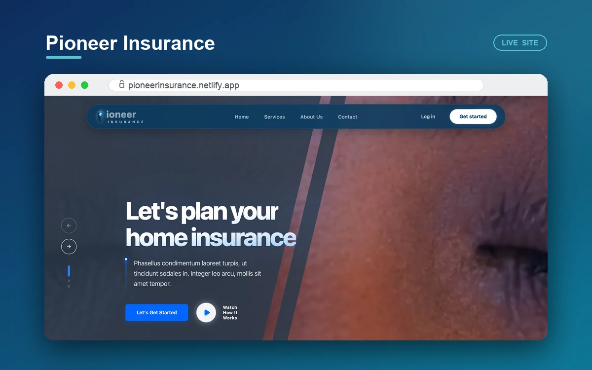 Pioneer Insurance website by Rayluxeo